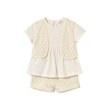 Completo due pezzi (blusa+bermuda) guipur bianco multi