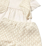 Completo due pezzi (blusa+bermuda) guipur bianco multi