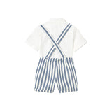 Completo tre pezzi (camicia+papillon+bermuda) bianco/blu
