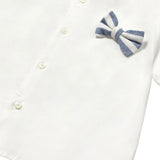 Completo tre pezzi (camicia+papillon+bermuda) bianco/blu