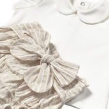 Completo giacca, blusa e shorts panna