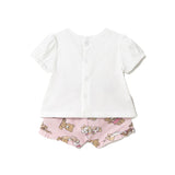 Completo t-shirt e shorts fantasia rosa