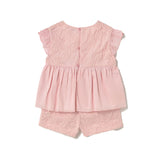 Completo blusa e bermuda in tulle rosa