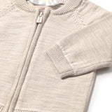 Cardigan con zip tricot beige
