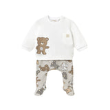 Set due pezzi (felpa + gambaletto) teddy panna
