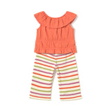 Completo due pezzi (top+pantalone) crochet arancio