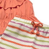 Completo due pezzi (top+pantalone) crochet arancio