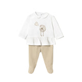 Completo due pezzi (t-shirt+pantalone) cotone bianco multi