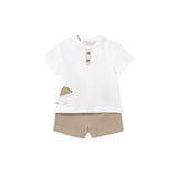 Completo due pezzi (t-shirt +short) punto beige/bianco