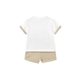 Completo due pezzi (t-shirt +short) punto beige/bianco