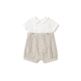 Pagliaccetto manica corta in misto lino beige