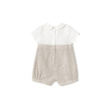 Pagliaccetto manica corta in misto lino beige