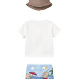 Completo tre pezzi (t-shirt+boxer mare+cappello) fantasia