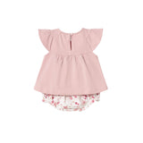 Completo due pezzi (t-shirt +short ) con fiorellino rosa