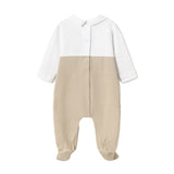 Tutina colletto in cotone strech beige/bianco