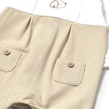 Tutina colletto in cotone strech beige/bianco