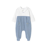 Tutina cotone con colletto bianco/blu