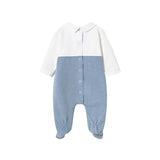 Tutina cotone con colletto bianco/blu