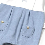 Tutina cotone con colletto bianco/blu
