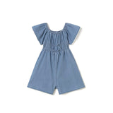 Tutina manica corta morbida in denim medio