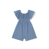 Tutina manica corta morbida in denim medio