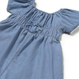Tutina manica corta morbida in denim medio