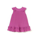 Abito smanicato plisset fucsia