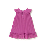 Abito smanicato plisset fucsia