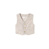 Completo 3 pezzi (gilet+camicia con papillon+ pantaloni) beige/bianco