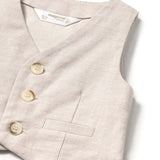 Completo 3 pezzi (gilet+camicia con papillon+ pantaloni) beige/bianco