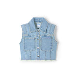 Gilet con bottoni crop in jeans