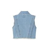 Gilet con bottoni crop in jeans