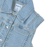 Gilet con bottoni crop in jeans