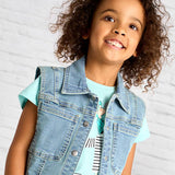 Gilet con bottoni crop in jeans