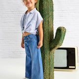 Jeans a palazzo blu medio