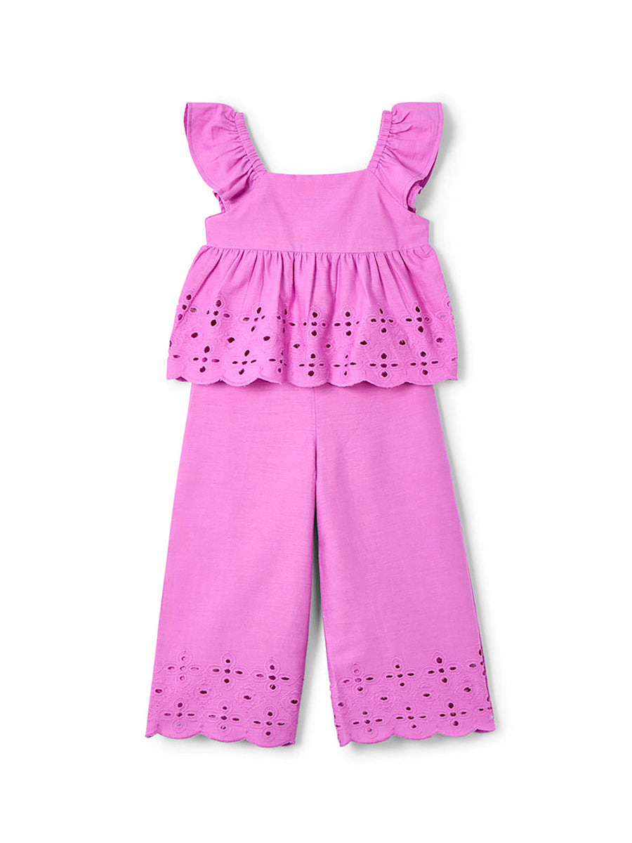 Completo due pezzi (blusa+pantaloni) cotone fucsia