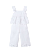 Completo due pezzi (blusa+pantaloni) cotone bianco