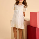 Abito tulle ricamo panna