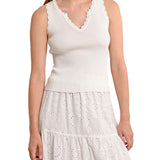 Tank top a costine panna
