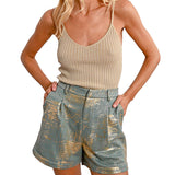 Top a costine beige/oro