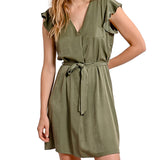 Abito manica corta con rouches khaki
