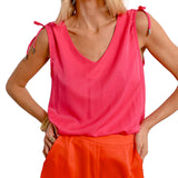 Canotta con fiocchi spalline fucsia