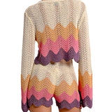 Maglia scollo a V manica lunga knitted multicolor