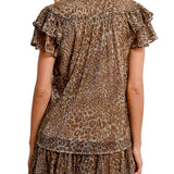 Blusa V manica corta stampata maculata