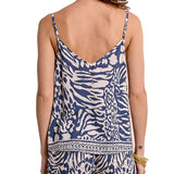 Top stampato fantasia blu/panna