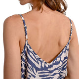 Top stampato fantasia blu/panna