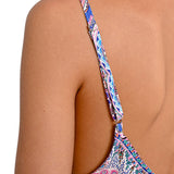 Top stampato fantasia blu/fucsia multi