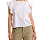 T-shirt manica corta prf in pizzo bianco