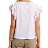 T-shirt manica corta prf in pizzo bianco