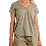 T-shirt a V manica corta knitted khaki